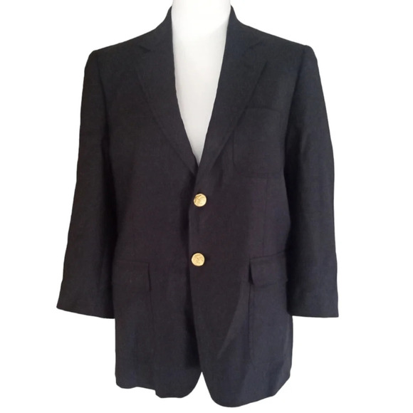 Brooks Brothers X Loro Piana Navy Blue Two Button Wool Blazer Lined Size 16 - Picture 3 of 11
